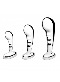 Набор из 3 стальных стимуляторов простаты Stainless Steel P-spot Training Set - b-Vibe - в Балаково купить с доставкой