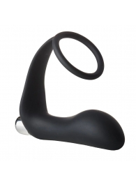Черное эрекционное кольцо с вибропробкой Vibrating Anal Plug With Cockring - Dream Toys - в Балаково купить с доставкой