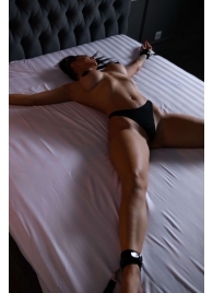 Черный кожаный набор фиксации на кровати Sex Game - БДСМ Арсенал - купить с доставкой в Балаково