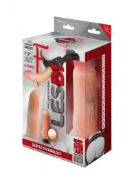 Телесный страпон Harness LESBI с вагинальной пробкой - 16,5 см. - LOVETOY (А-Полимер) - купить с доставкой в Балаково