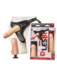 Телесный страпон Harness LESBI с вагинальной пробкой - 16,5 см. - LOVETOY (А-Полимер) - купить с доставкой в Балаково