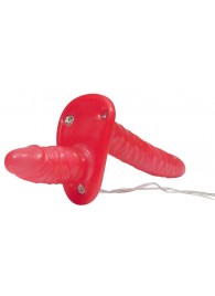 Красный женский страпон с вагинальной пробкой Bad Kitty - 18 см. - Orion - купить с доставкой в Балаково