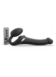Черный безремневой страпон Multi Orgasm Size M с клиторальной стимуляцией - Strap-on-me - купить с доставкой в Балаково