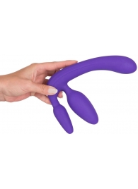 Фиолетовый безремневой страпон с двумя пробками - Orion - купить с доставкой в Балаково