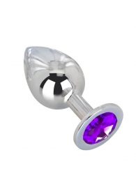 Большой плаг из стали с фиолетовым кристаллом Violet Dream - 9,5 см. - Erotic Fantasy - купить с доставкой в Балаково
