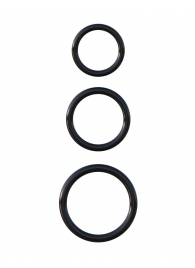 Набор из трех черных эрекционных колец Silicone 3-Ring Stamina Set - Pipedream - в Балаково купить с доставкой