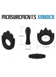 Черное эрекционное кольцо с массажными гребнями Rooster Xander - Velv or - в Балаково купить с доставкой