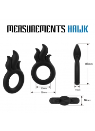 Черное эрекционное кольцо-пламя Rooster Hawk - Velv or - в Балаково купить с доставкой