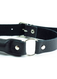 Черный кожаный кляп-трензель на кольцах - БДСМ Арсенал - купить с доставкой в Балаково