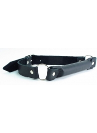Черный кожаный кляп-трензель на кольцах - БДСМ Арсенал - купить с доставкой в Балаково
