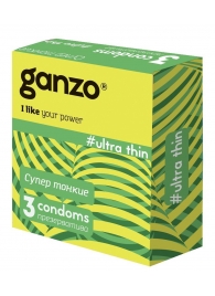 Ультратонкие презервативы Ganzo Ultra thin - 3 шт. - Ganzo - купить с доставкой в Балаково