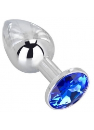 Анальное украшение BUTT PLUG  Small с синим кристаллом - 7 см. - Anal Jewelry Plug - купить с доставкой в Балаково