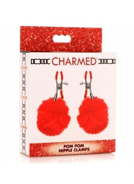 Красные зажимы на соски с помпонами Pom Pom - XR Brands - купить с доставкой в Балаково