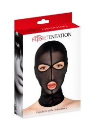 Черная сетчатая маска на голову с отверстиями для глаз и рта - Fetish Tentation - купить с доставкой в Балаково