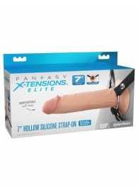 Телесный полый страпон на черных ремнях Hollow Silicone Strap-on - 17,8 см. - Pipedream - купить с доставкой в Балаково