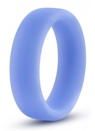 Голубое люминесцентное кольцо Silicone Glo Cock Ring - Blush Novelties - в Балаково купить с доставкой