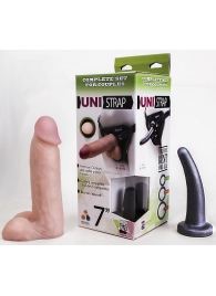 Страпон-унисекс с двумя насадками UNI strap 7  Harness - 19 и 16 см. - LOVETOY (А-Полимер) - купить с доставкой в Балаково