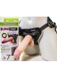 Страпон-унисекс с двумя насадками UNI strap 7  Harness - 19 и 16 см. - LOVETOY (А-Полимер) - купить с доставкой в Балаково
