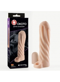 Телесная насадка-удлинитель Okoto со спиралевидным рельефом - 16 см. - Sitabella - в Балаково купить с доставкой