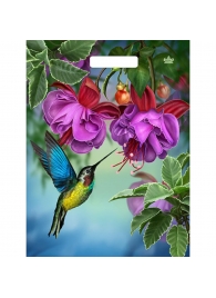Пакет с принтом в виде колибри в цветах с вырубной ручкой (31х40 см) - Сима-Ленд - купить с доставкой в Балаково