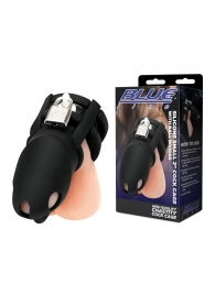 Черная клетка для пениса Silicone Small 2 in Cock Cage With Ball Divider - BlueLine - купить с доставкой в Балаково