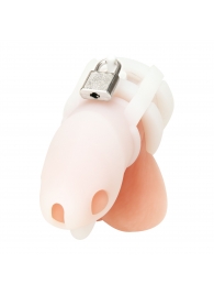 Белая клетка для пениса Silicone Small 2 in Cock Cage With Ball Divider - BlueLine - купить с доставкой в Балаково