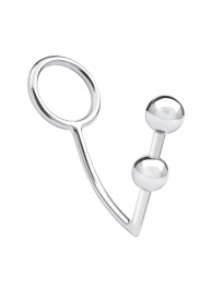 Кольцо на пенис с анальным стимулятором Two Bead Stainless Steel Anal Hook   Cock Ring - BlueLine - в Балаково купить с доставкой
