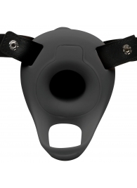 Черный полый страпон с вибрацией 2’’ Erection 28X Smooth Vibrating Silicone Penis Sheath - XR Brands - купить с доставкой в Балаково
