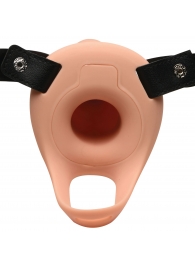 Телесный полый страпон 2  Erection 28X Smooth Vibrating Silicone Penis Sheath - 16 см. - XR Brands - купить с доставкой в Балаково