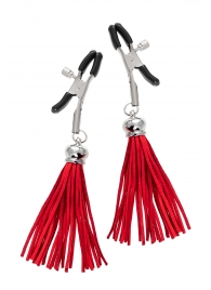 Зажимы на соски «Прищепки» с красными кисточками из замши - Pecado - купить с доставкой в Балаково