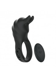 Черное эрекционное кольцо Usagi с ушками и пультом ДУ - BeYourLover - в Балаково купить с доставкой