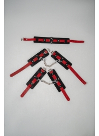 Черно-красный набор фиксаций: наручники, оковы и ошейник - Crazy Handmade - купить с доставкой в Балаково