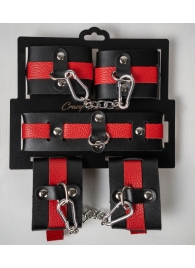Черно-красный набор фиксаций: наручники, оковы и ошейник - Crazy Handmade - купить с доставкой в Балаково