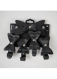 Набор фиксаций с бантиками из черной натуральной кожи - Crazy Handmade - купить с доставкой в Балаково