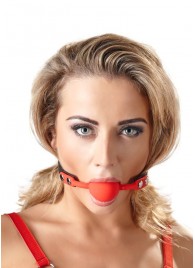 Силиконовый кляп-шар на чёрных ремешках Red Gag silicone - Orion - купить с доставкой в Балаково