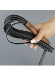 Черная кожаная плеть с деревянной рукоятью - 44 см. - Sitabella - купить с доставкой в Балаково