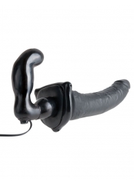 Черный страпон с вагинальной пробкой Deluxe Vibrating Penetrix Strap-On - 19 см. - Pipedream - купить с доставкой в Балаково