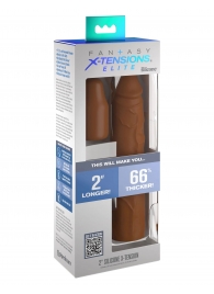 Коричневая насадка на член 2  Silicone X-tension - 20,3 см. - Pipedream - в Балаково купить с доставкой