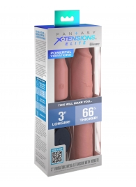 Телесная вибронасадка на член 3  Vibrating Mega X-tension with Remote - 22,9 см. - Pipedream - в Балаково купить с доставкой