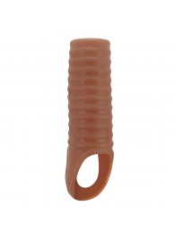 Телесная насадка на пенис с ребрышками и подхватом мошонки - Baile - в Балаково купить с доставкой