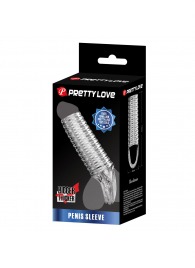 Прозрачная насадка на пенис с ребрышками и подхватом мошонки - Baile - в Балаково купить с доставкой