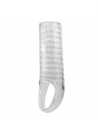Прозрачная насадка на пенис с ребрышками и подхватом мошонки - Baile - в Балаково купить с доставкой