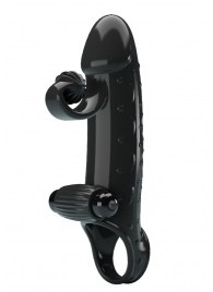 Черная вибронасадка на пенис с подхватом мошонки - 20 см. - Baile - в Балаково купить с доставкой