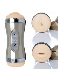 Двусторонний мастурбатор с вибрацией Double Delight - вагина и ротик - Boys of Toys - в Балаково купить с доставкой