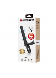 Черная насадка на член для двойного проникновения Tatum с вибрацией - Baile - купить с доставкой в Балаково