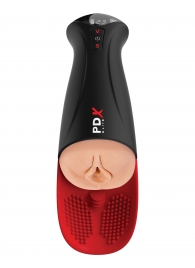Телесный мастурбатор-вагина в черной колбе с вибрацией Fuck-O-Matic Pro XL - Pipedream - в Балаково купить с доставкой