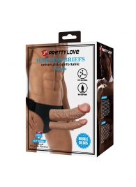 Темно-бежевый фаллопротез для двойного проникновения - 17,5 см. - Baile - купить с доставкой в Балаково