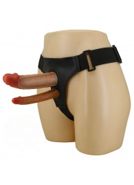 Темно-бежевый фаллопротез для двойного проникновения - 17,5 см. - Baile - купить с доставкой в Балаково