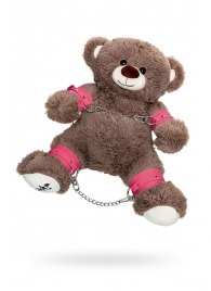 Бондажный набор: бурый мишка с розовыми оковами и наручниками - Pecado - купить с доставкой в Балаково