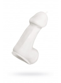 Белая свеча в форме пениса - 47 гр. - Pecado - купить с доставкой в Балаково